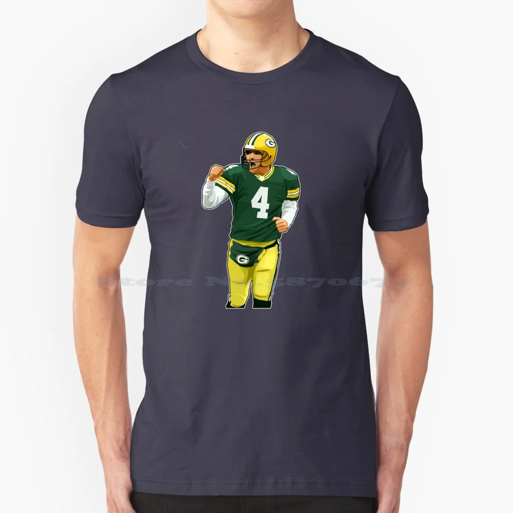 Brett Favre #4 In Action T Shirt 100% Cotton Tee Brett Favre Football Wisconsin Davante Adams Cheesehead Sports Mason Crosby