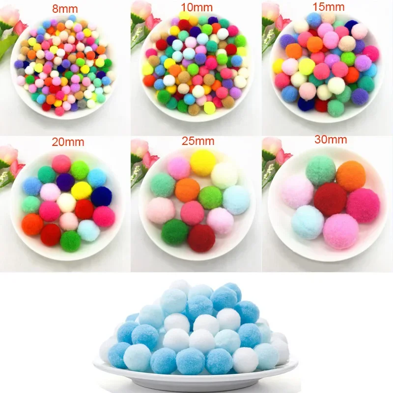 Wholesale 2000pcs 20mm Pompoms DIY Dolls Garment Handmade Material Soft Fluffy Pom Poms Ball for DIY Kids Toys Accessories