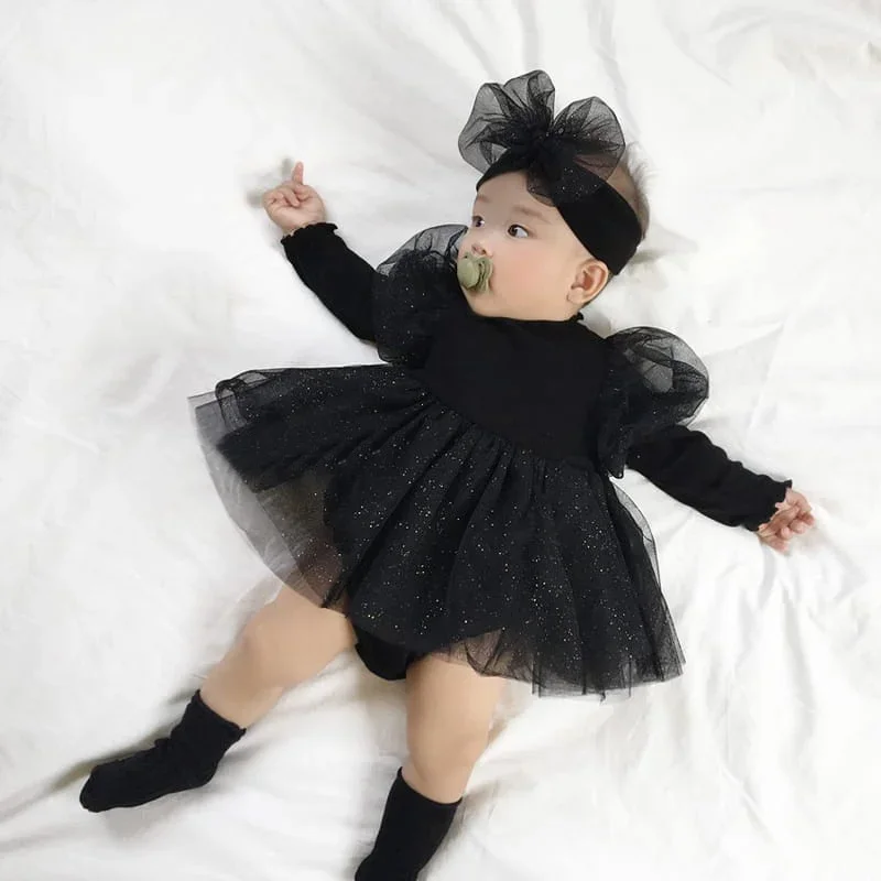 

Baby Romper Headband Girls Jumpsuits Spring Autumn Newborn 1st Birthday Party Dress