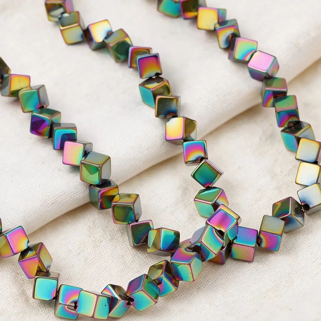 4/6mm Multi Color Hematite Diagonal Square Cube Loose Beads Stone Spacer Beads For DIY Bracelet Necklace Jewelry Making