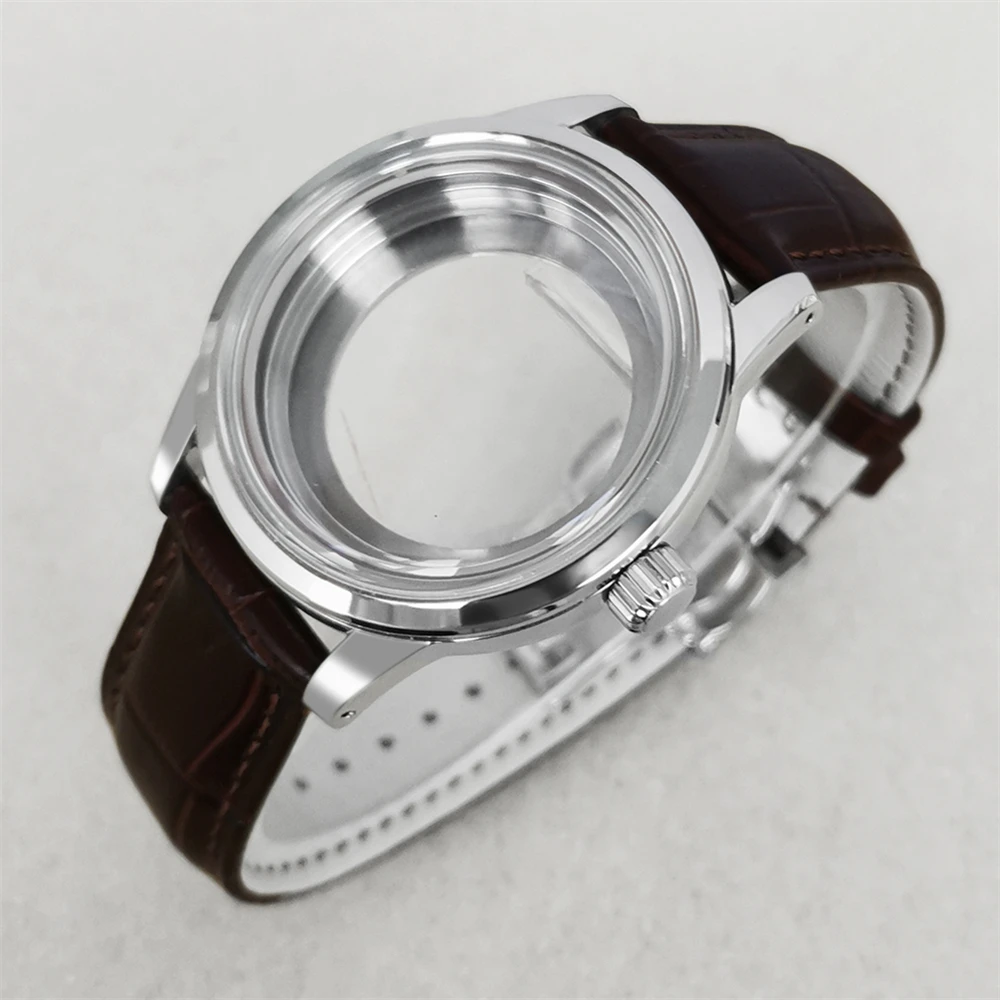 

39mm Stainless Steel NH35 Case for NH35 NH36 NH34 NH38 NH70 4R 7S Movement PU Leather Watch Strap Case Fits for 31mm Dial