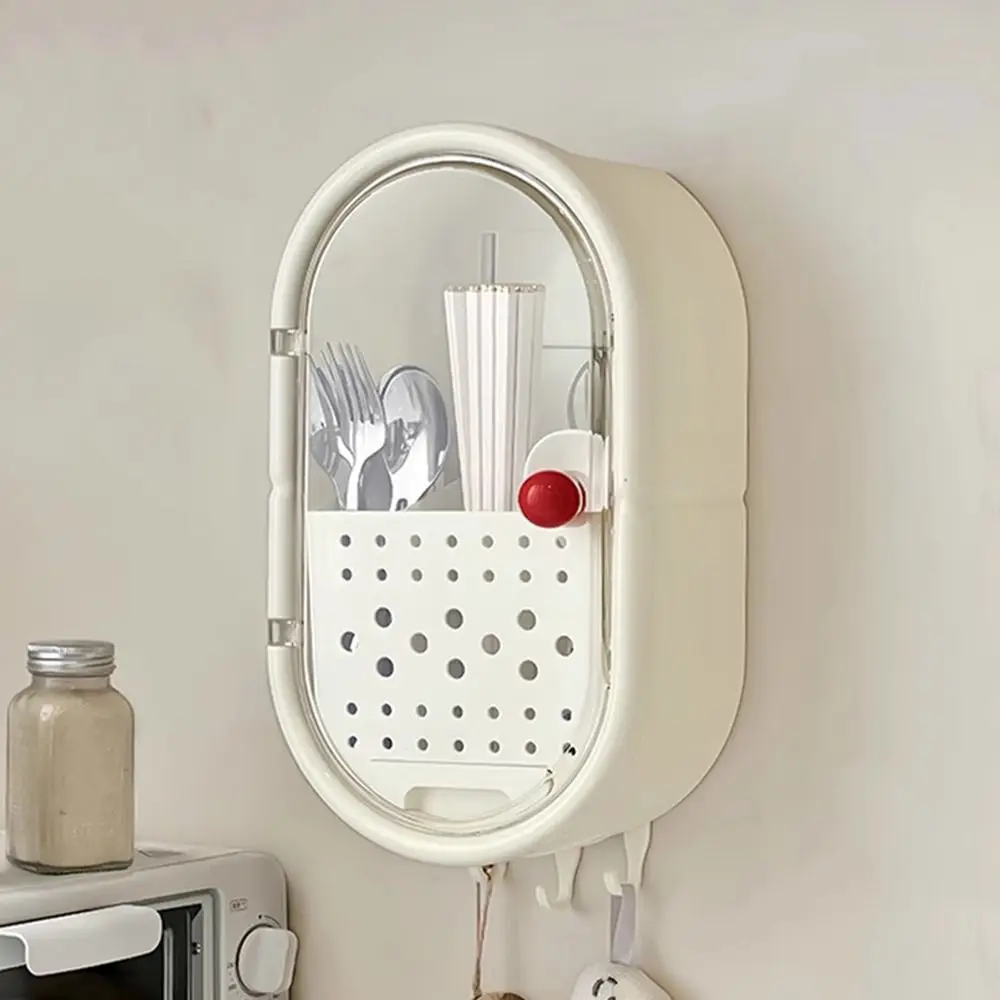 

Wall Mounted Chopsticks Storage Box Dustproof Large Capacity Cosmetic Tissue Storage Rack Anti-Mold Waterproof