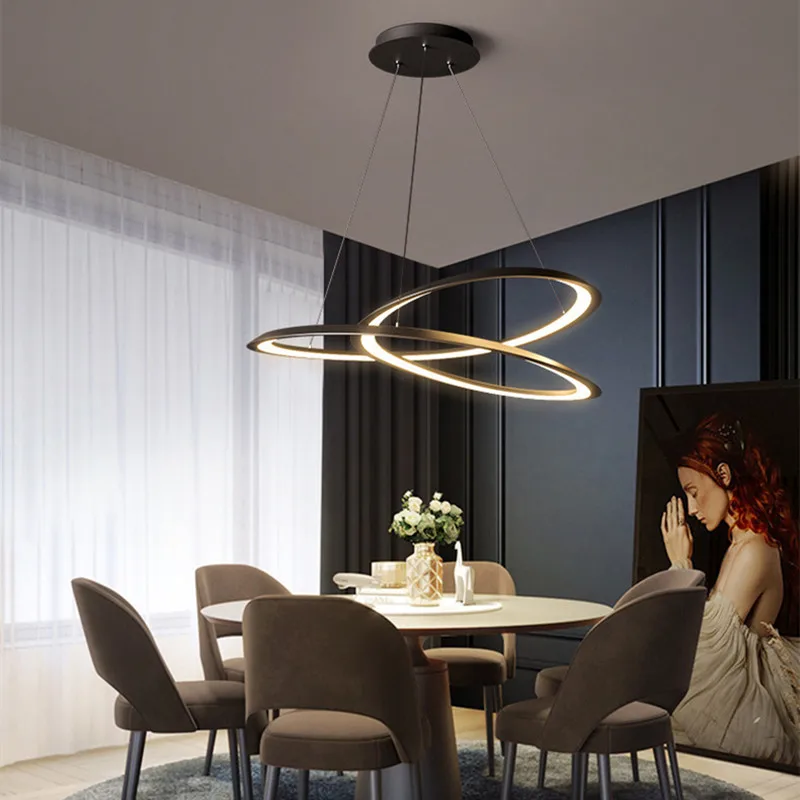 Lampadario moderno ad anello per sala da pranzo, soggiorno, tavolo centrale, camera da letto, lampada a sospensione, arredamento minimalista, illuminazione per interni, apparecchio a sospensione