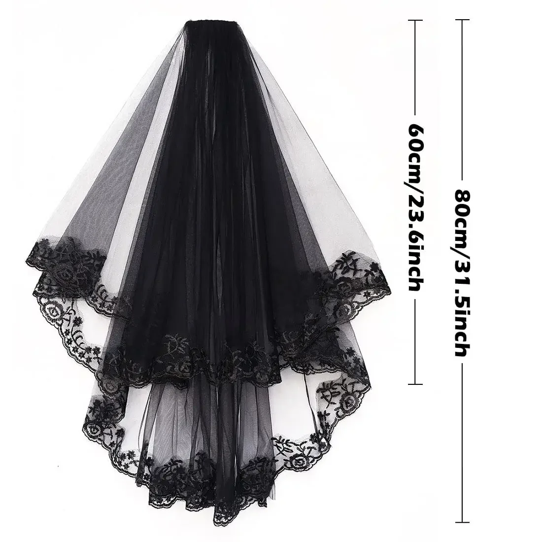 

Черная кружевная фата для свадьбы, Хэллоуина, расческа, фата для косплея, аксессуары для женщин