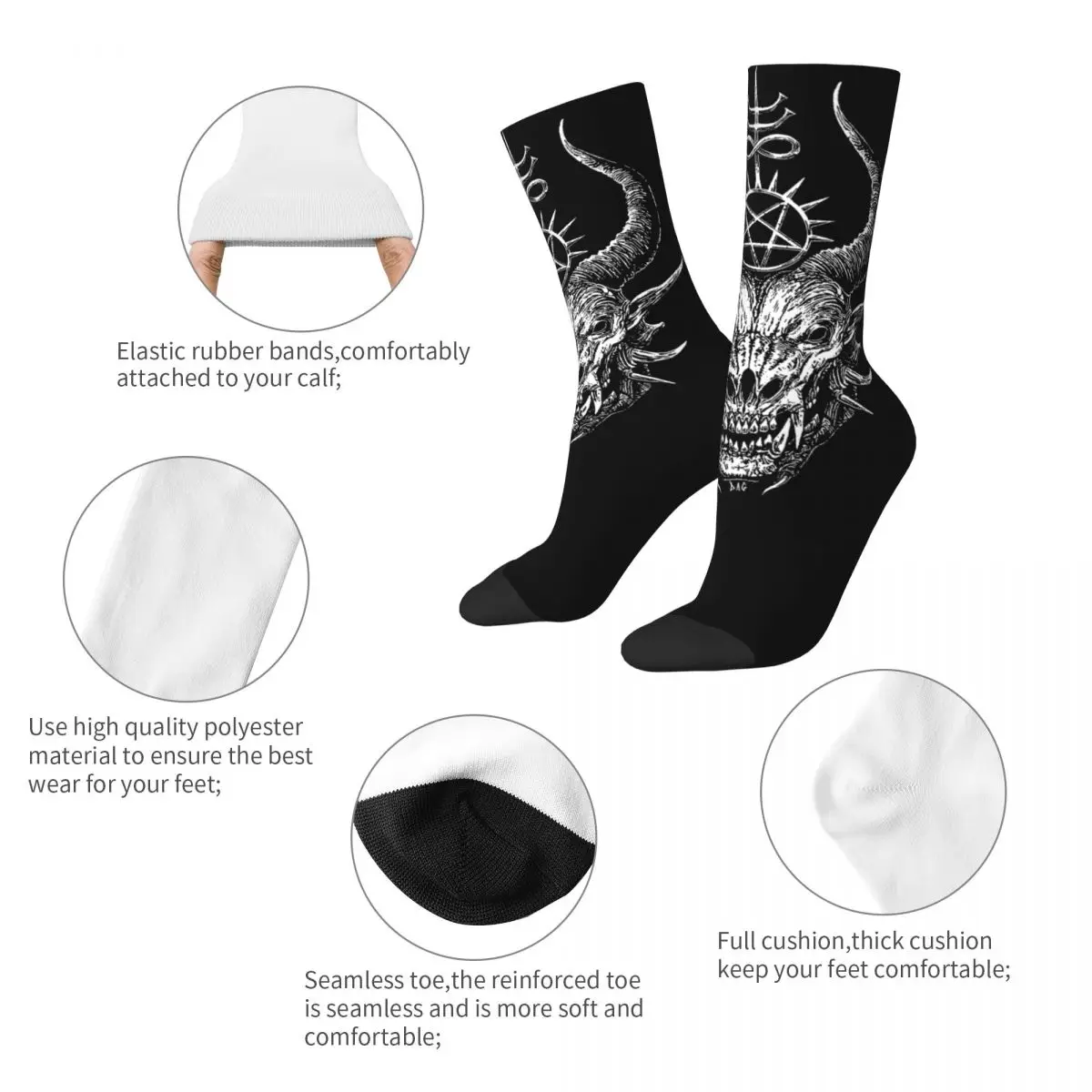 Satanic Demon Design Theme Socks Merch for Women Breathable Crew Socks