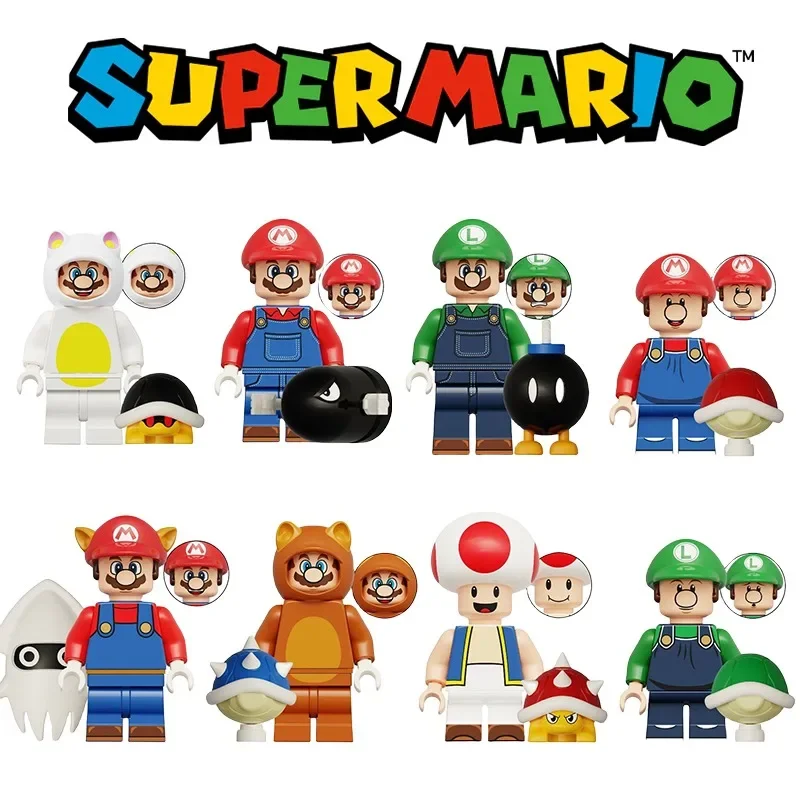Figuras de Super Mario Bros, muñecos, adorno de ensamblaje, Anime DIY, juguete para niños, Mini escritorio, decoración divertida, montaje, juguetes pequeños, accesorios