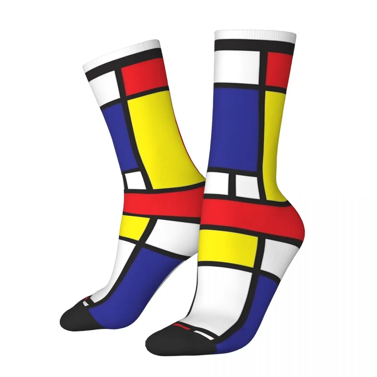 Piet Mondrian Socks Abstract Geometric Art Red Blue Yellow Rectangles Vintage Stockings Women Men Medium Socks Non Slip Socks