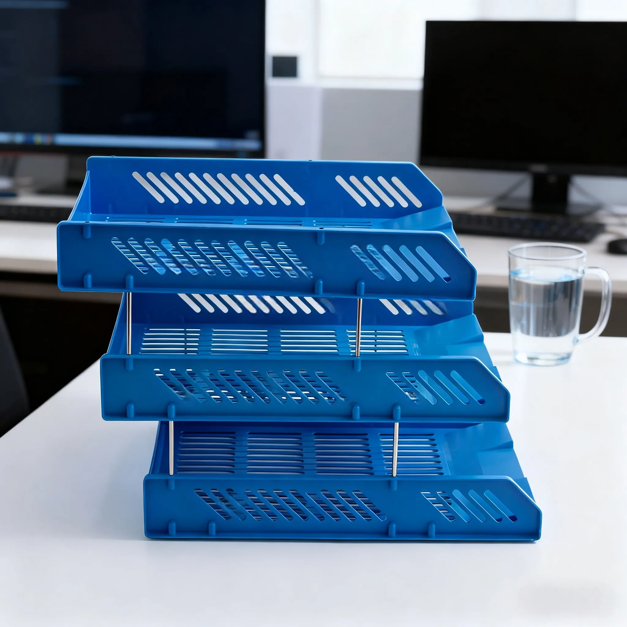 File Tray Three-Layer Plastic Horizontal File Holder File Stand Document Organizer File Frame Data Storage Organizer