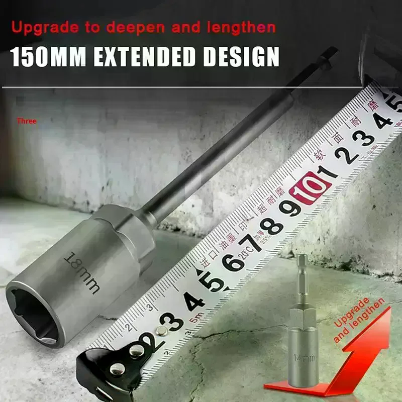 5.5-17mm Long Shank Electric Drill Socket Head Bolt Nut Screwdriver Bit Impact Drill Bit Adapter Socket Wrench Extension Rod
