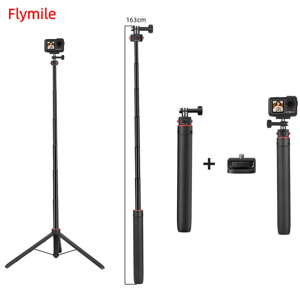 Universal Tripod 163 cm Handheld Portable Mount For GoPro13 12 11 10 9/Insta360 X4 X3/DJI Pocke 3/Action 5 Stand Accessories