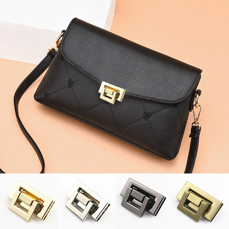 1pcs Metal Square Bag Buckle Turn Lock For Leather Craft Woman Bag Accessories High Quality  Fashion Handbag Closure Clasp Hot