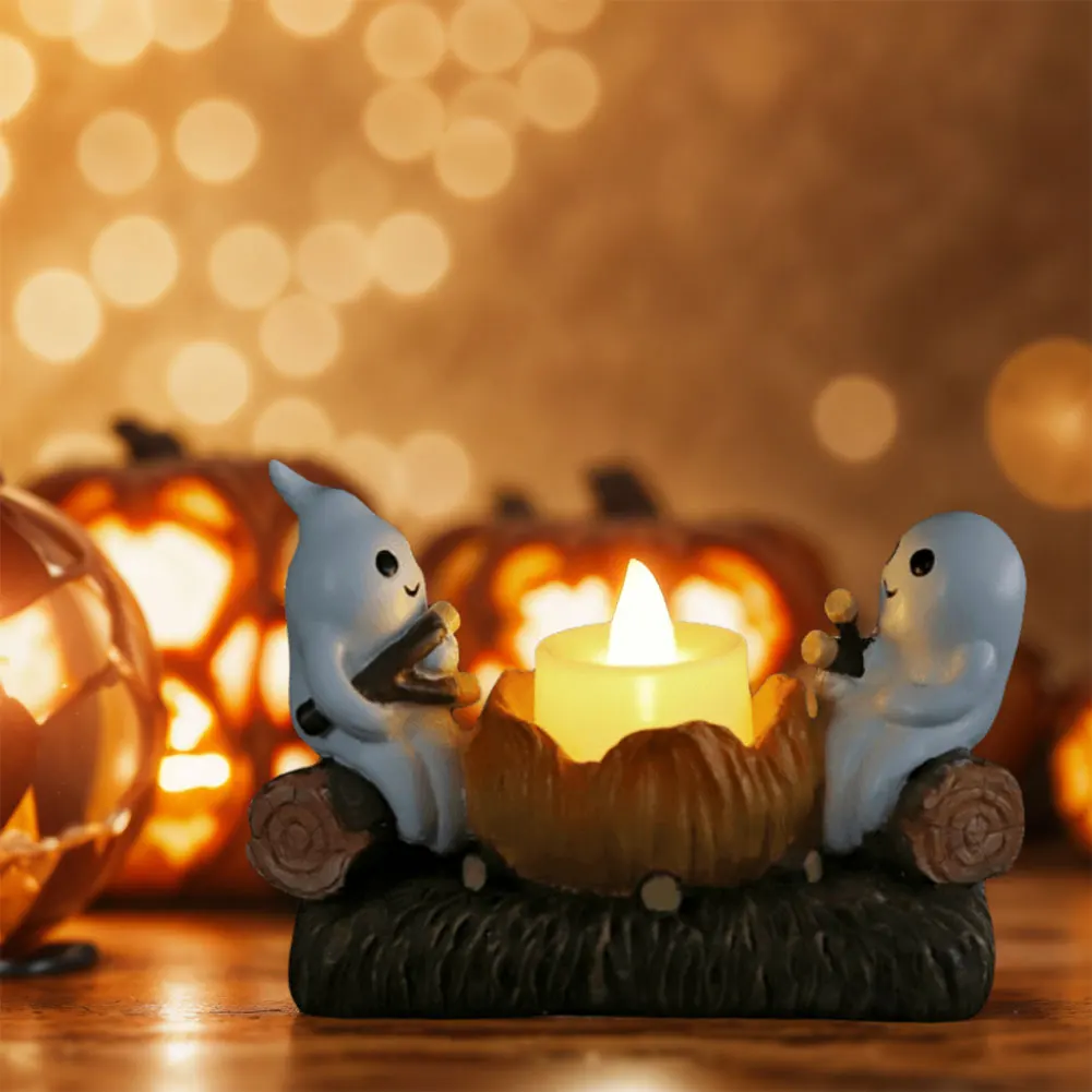 Friendly Mice/Gnome Campfire Night Light Plug-in Flickering Nightlight Indoor Lights for Halloween Christmas Home Decorations