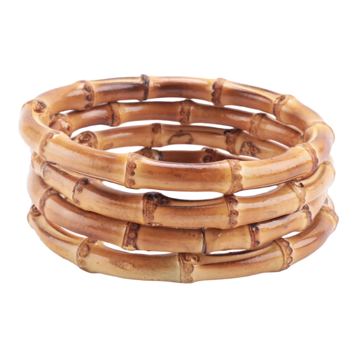 ABQR 4 قطعة خشبية مستديرة الخيزران حقيبة مقبض استبدال اليدوية حقيبة محفظة صنع مقابض لصياغة حقيبة اليد #4