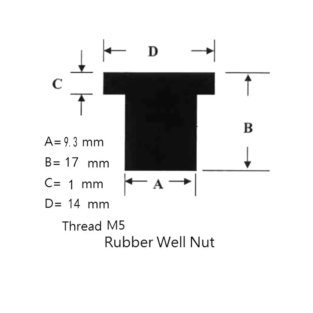 Wellnuts Rubber M5 Brass Threaded Insert Blind Fastener for Panels Windshields Kayaks Vibration Control