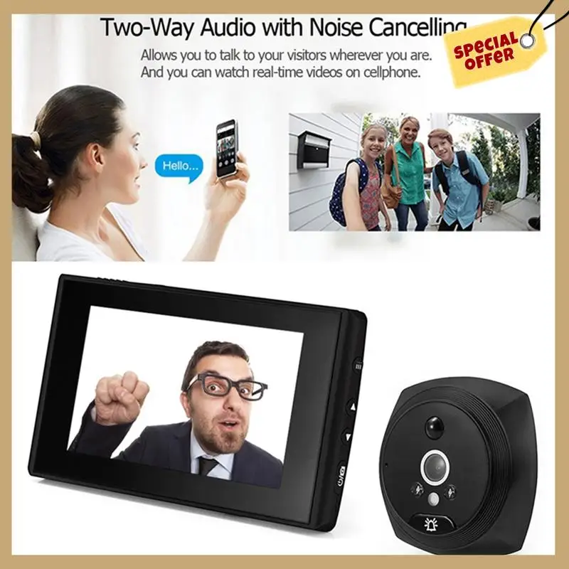 1Set PIR Door Eye Electronic Peephole Door Camera Viewer 4.5 Inch LCD Screen Digital Doorbell Silver
