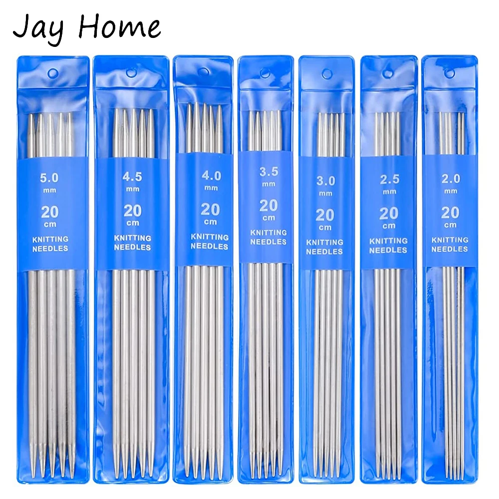 5-35PCS 20CM Stainless Steel Knitting Needles Set 2-5MM Double Pointed Straight Knitting Needles for Sweaters Knitting Project