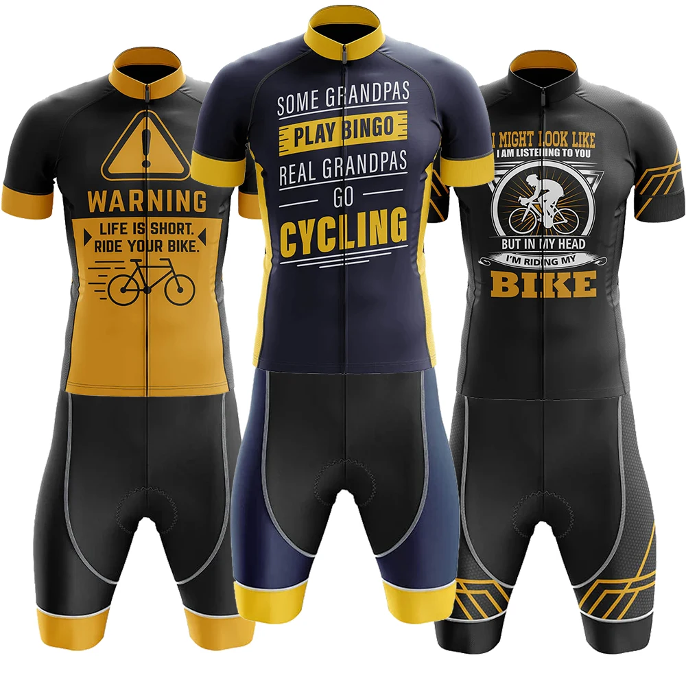 

Мужской комплект Real Grandpa Bike Cycling Jersey Road Bike Maillot in My Head Быстросохнущие шорты Ropa Ciclismo Комплект велосипедной одежды