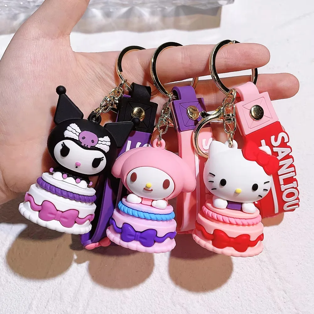 Miniso Sanrio Kawaii Hello kitty Anime Cartoon Melodie Kuromi Cinna moroll Spielzeug niedlichen Anhänger Puppen Auto Schlüssel ring Mädchen & Kind Geschenke