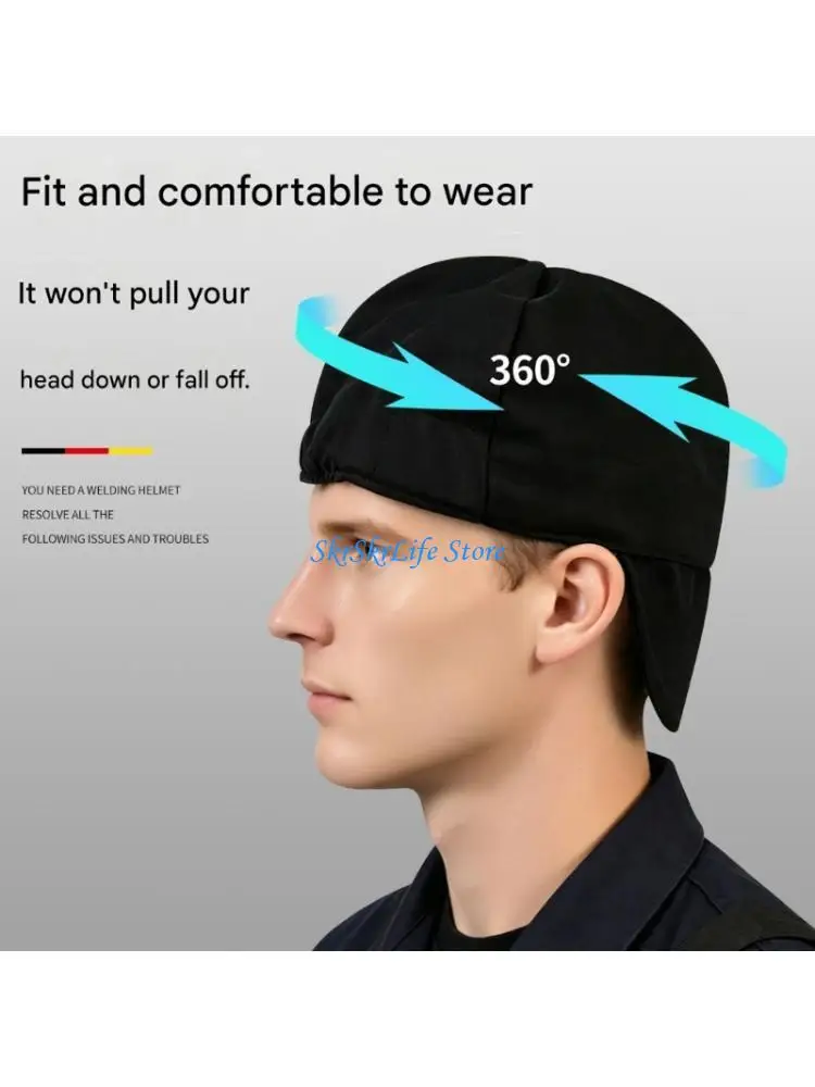 E65E Flameproof Neck Guard Hat Welding Work Cap For Metalworking And Polishing
