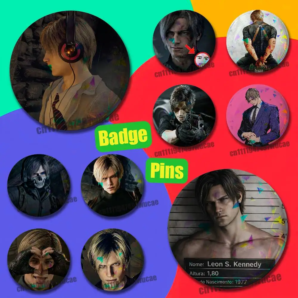 For L-Leon Kennedy Resident Evil 9 RE9 Emblem Case Custom Pin Insignia Badge Ornament Brooch Button Laser Cover