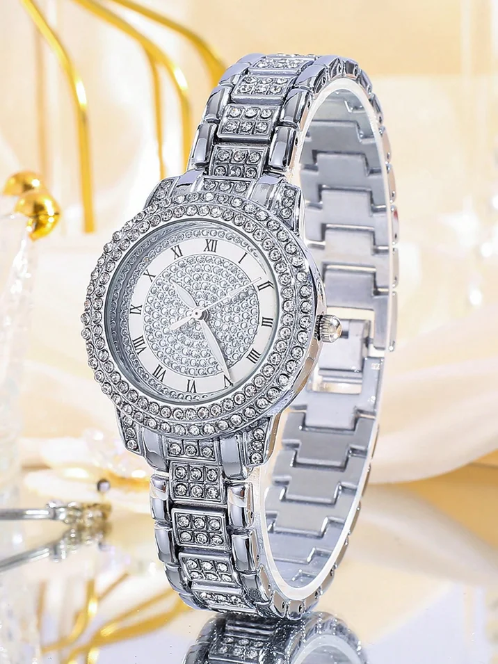 1pc-Roman Patterned Women's Quartz Watch, Women's Watch, Starry Sky Bracelet, Quartz Watch