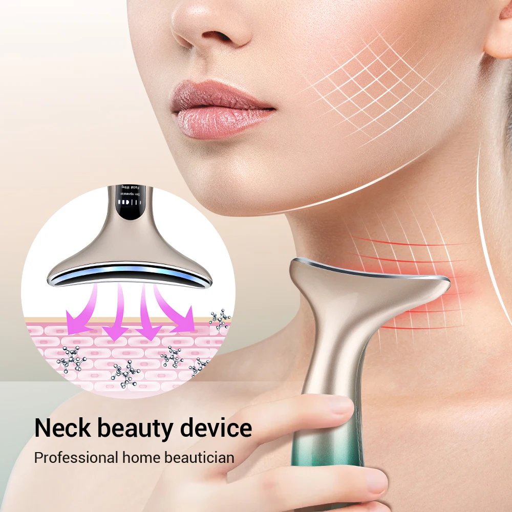 Dispositivo de belleza EMS para cara y cuello, masajeador de microcorriente, rejuvenecimiento de fotones LED, máquina de estiramiento de la piel,