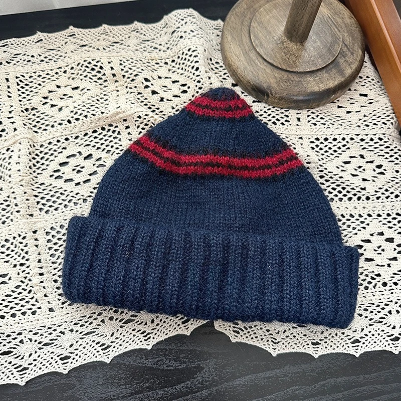 Fair Isle Jacquard-Strickmützen, Unisex, gestreifte, umgeschlagene Strickmütze, Vintage-Ethno-Muster, weiche, warme Wintermütze, lässige Mütze. – Detail 8