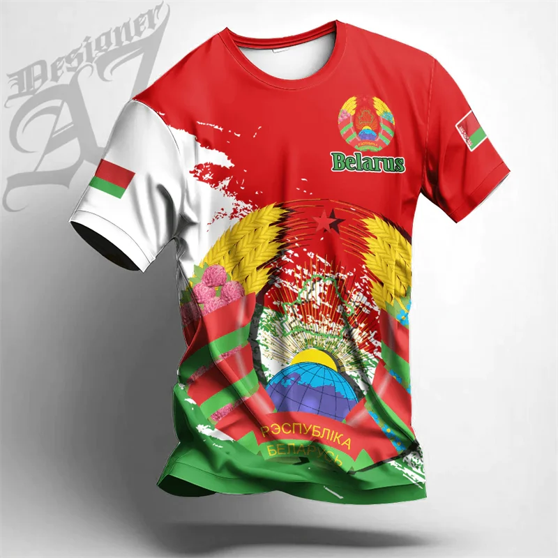 Belarus Men's T-shirts Casual Loose Round Neck Belarusian Flag BL Short Sleeve Tops Tees Men's Clothing Oversized T Shirt 2025