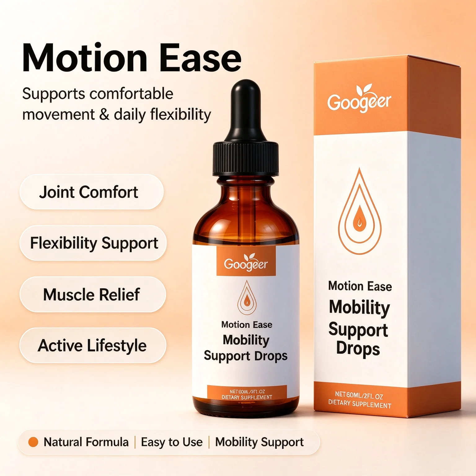 Mobility Support Drops Motion Ease Natural Joint Flexibility Supplement Drops 60ml Healthy Body Movement Care Tincture