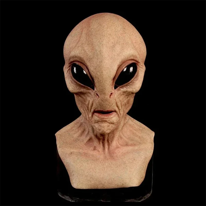 Alien Scary Latex Full Face Mask para adultos, fantasias UFO Cosplay, Horror Prop, Terror Chapelaria, Boneca, Festa de Halloween, Homens, Mulheres