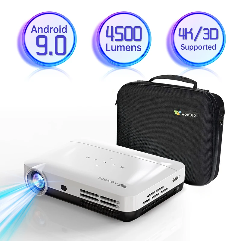 OEM موبايل HD العارض المسرح المنزلي الذكي 4K فيديو شعاع ثلاثية الأبعاد DLP مصباح ليد 1080P التركيز التلقائي عدسة الليزر الولايات المتحدة IOS/أندرويد 0.5 كجم