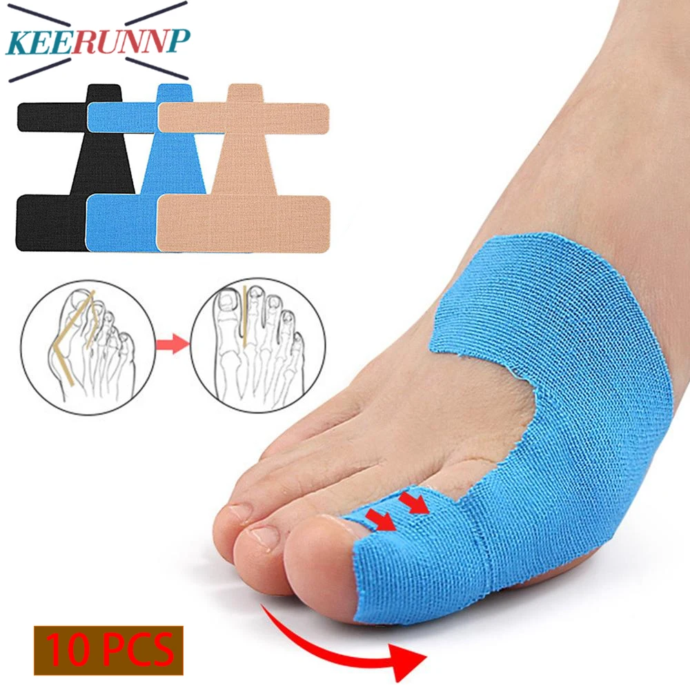 

10 PCS Precut Bunion Corrector Tape - Big Toe Pain for Hallux Valgus,Breathable Hypoallergenic Kinesiology Tape for Men & Women