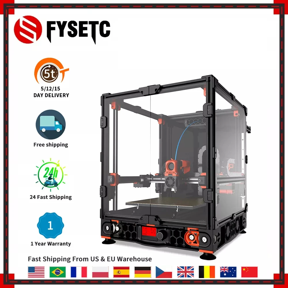 

FYSETC Voron 2,4 R2 полный комплект для 3D-принтера Impresora 3D 300 мм/350 мм Impressora 3D Voron 2 4 R2 черный