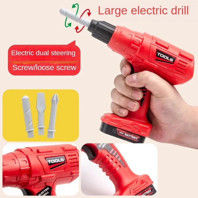 Juego de juguetes de construcción, Kit de herramientas de construcción, juego de simulación con taladro eléctrico, destornillador, juguetes educativos para niños, juego imaginativo, regalo