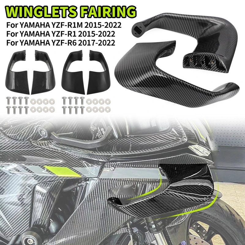 Carbon Fiber Aerodynamic Spoiler Winglet ABS Fairing for Yamaha YZF R1 R1M 2015-2022 YZF-R6 2017-2022 2021 2020 2019 Fixed Wing