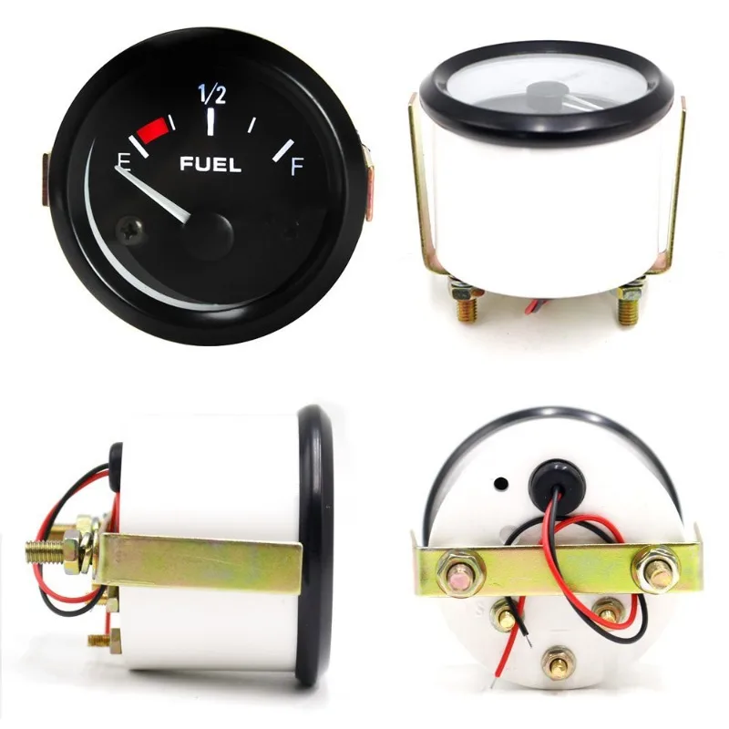 12V Universal 52Mm Black Fuel Level Gauge Matching Fuel Float Sensor Replacement Meter For Car Refitting Dashboard