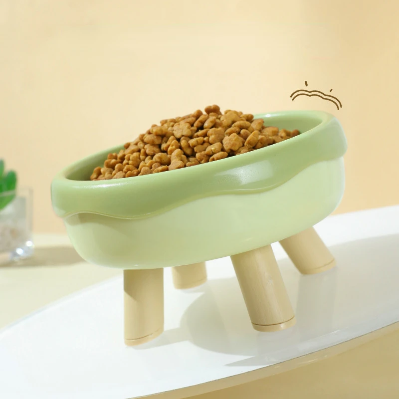 Pet Elevated Feeder Car Bowl Iron Rack Cat Food Snacks Canned Plate Anti-black Chin Anti-turning Water Does Not Leak Easy To Eat