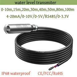 Submersible 4-20mA 0-10V Output Hydrostatic Level Sensor Water Tank Liquid DC12-36V DC5V Transducer Meter