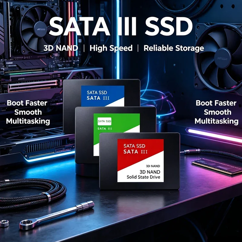 2.5 Inch SATA III SSD Solid State Drive,3D NAND High Speed Internal SSD for Laptop,Desktop PC & Mini PC,Fast Boot Stable Storage