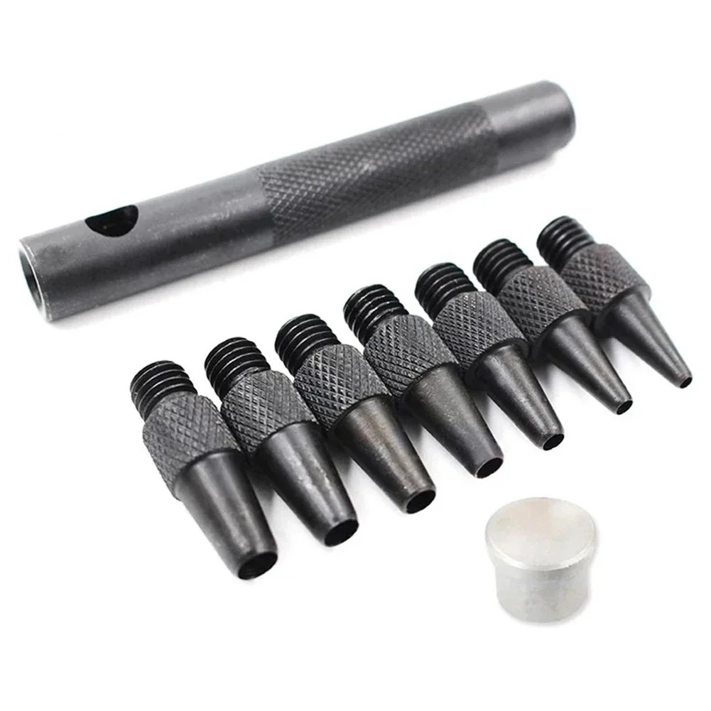 Leather Flat Punch Tool for Clean and Accurate Holes Replaceable Hollow Punch for Belts Eyelets and Rivets 9 Piece Set