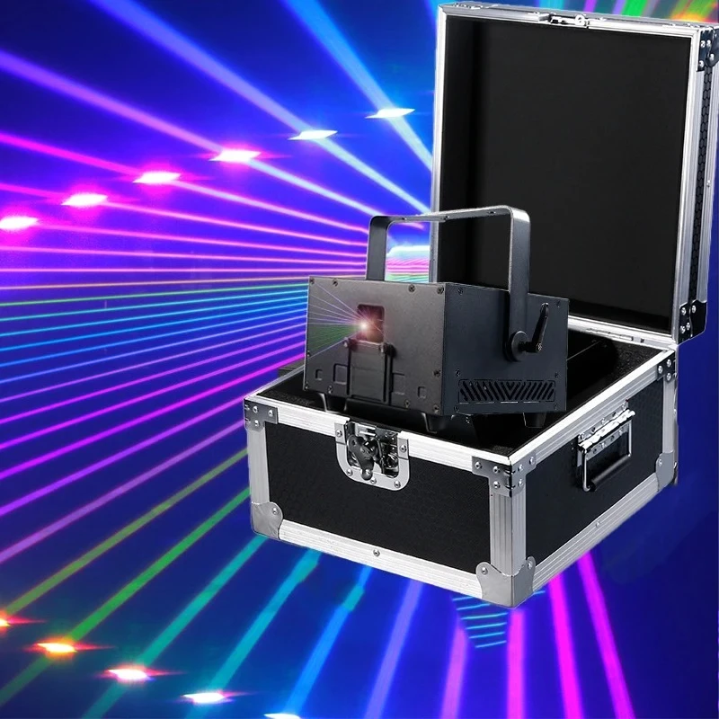 Blue Tooth Mobile Phone Control High Power 5w RGB Animation Laser Light Diy Stage Lights Flight case for Wedding Party