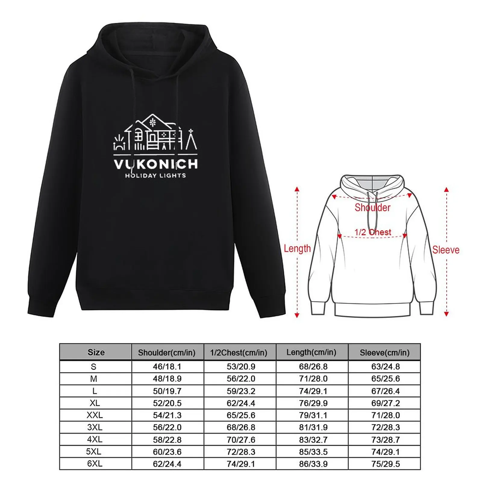 Vukonich Holiday Lights House Illustration Pullover Hoodie anime clothing graphic t shirts men men clothes hoodie men