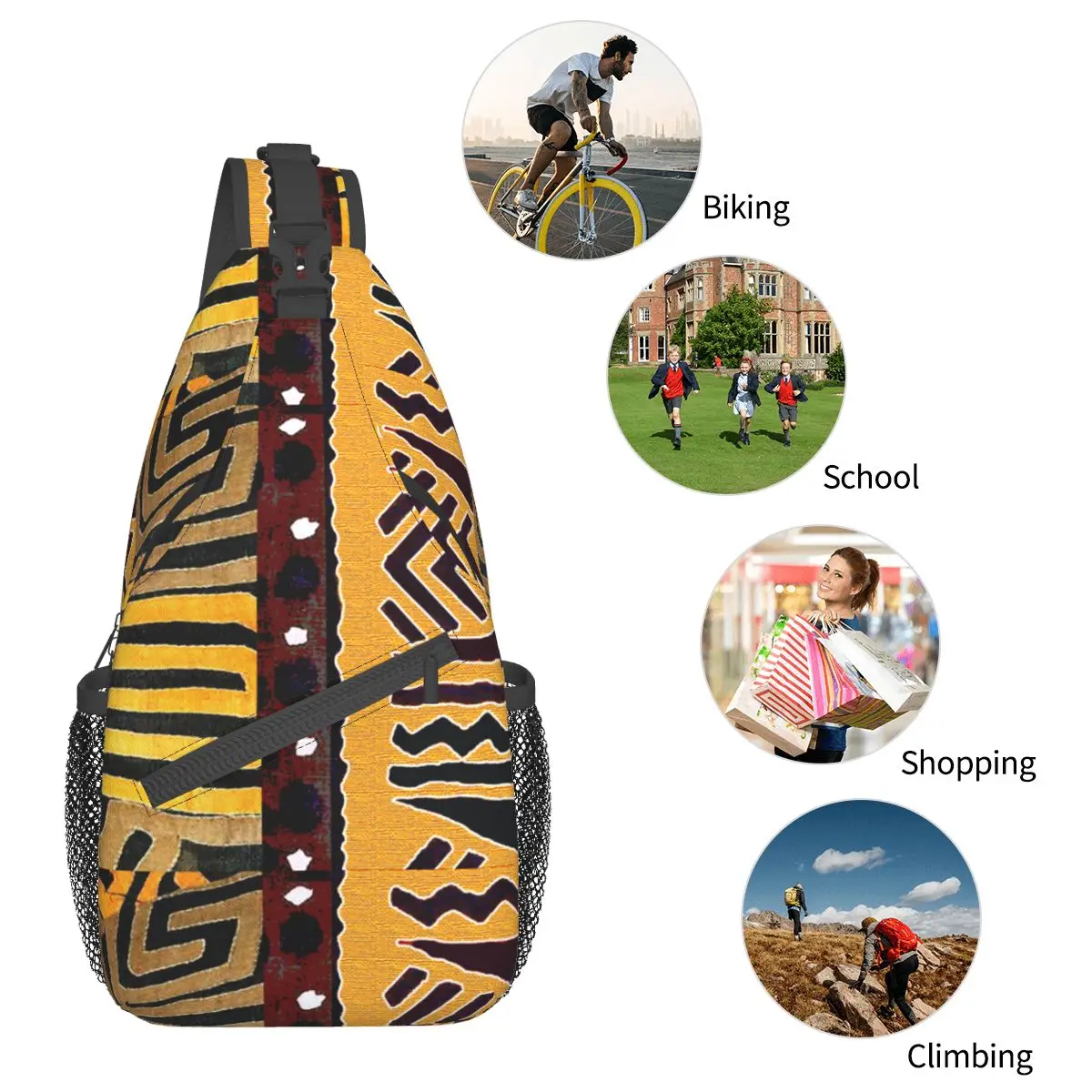 Lama Africana Contemporânea Sling Pequeno Sacos Peito Crossbody Ombro Sling Mochila Caminhadas Viagem Daypacks Impresso Pacote