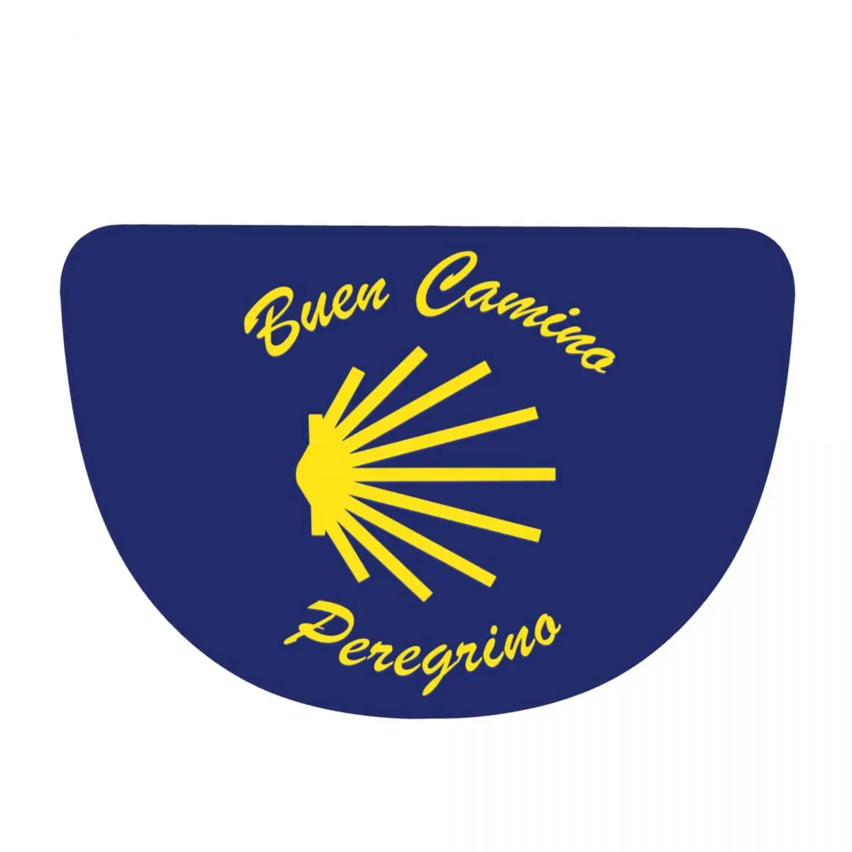 Yellow Camino De Santiago Scallop Shell Soft Flannel Half Round Doormat Non Slip Bathroom Mat Absorbent Floor Carpet for Garage