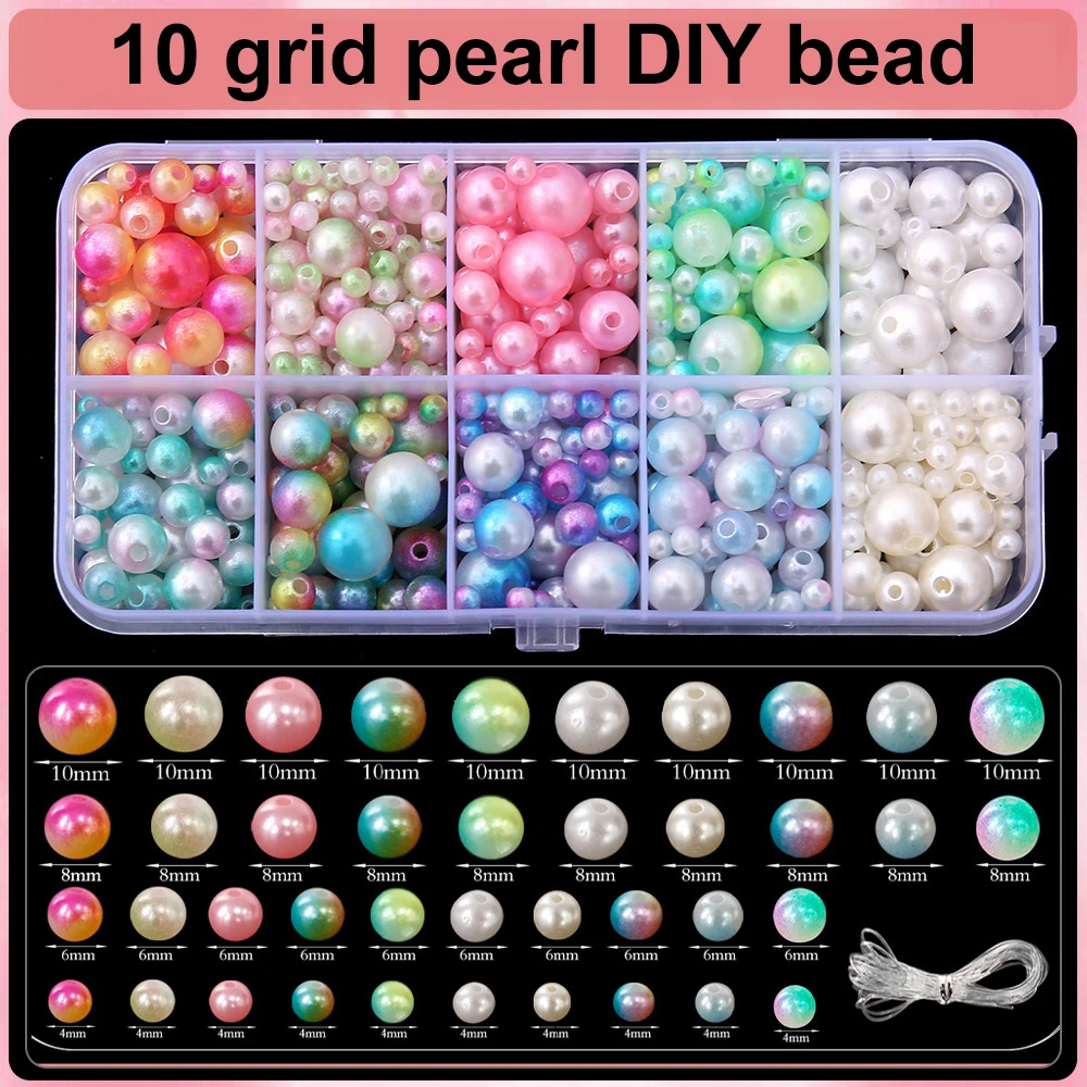 

1Box/lot Colored Round Pearl Ornament Beads Round Beads for Jewelry Making Handicraft DIY Necklace Bracelet Hairpin Accessories