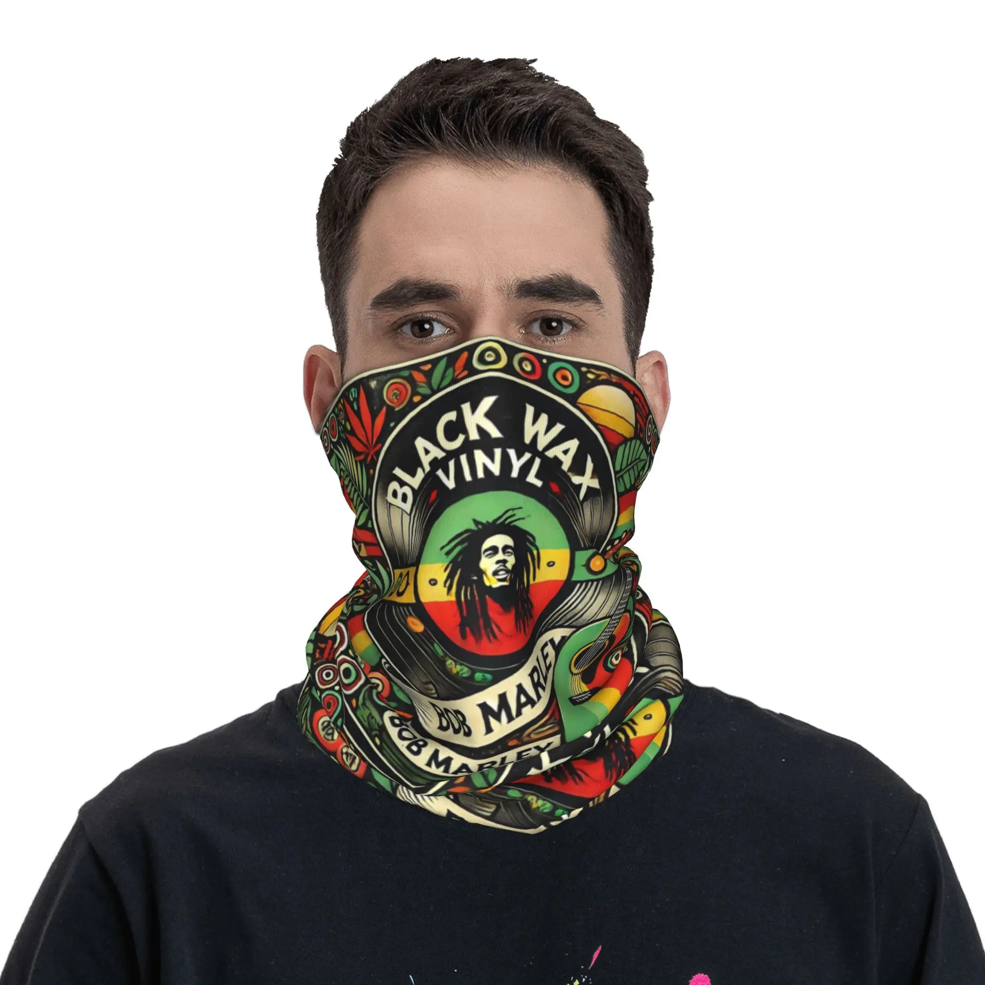 Bob Marley Reggae Bandana cubierta para el cuello bufanda envolvente estampada bufanda cálida para ciclismo deportes al aire libre Unisex adulto lavable