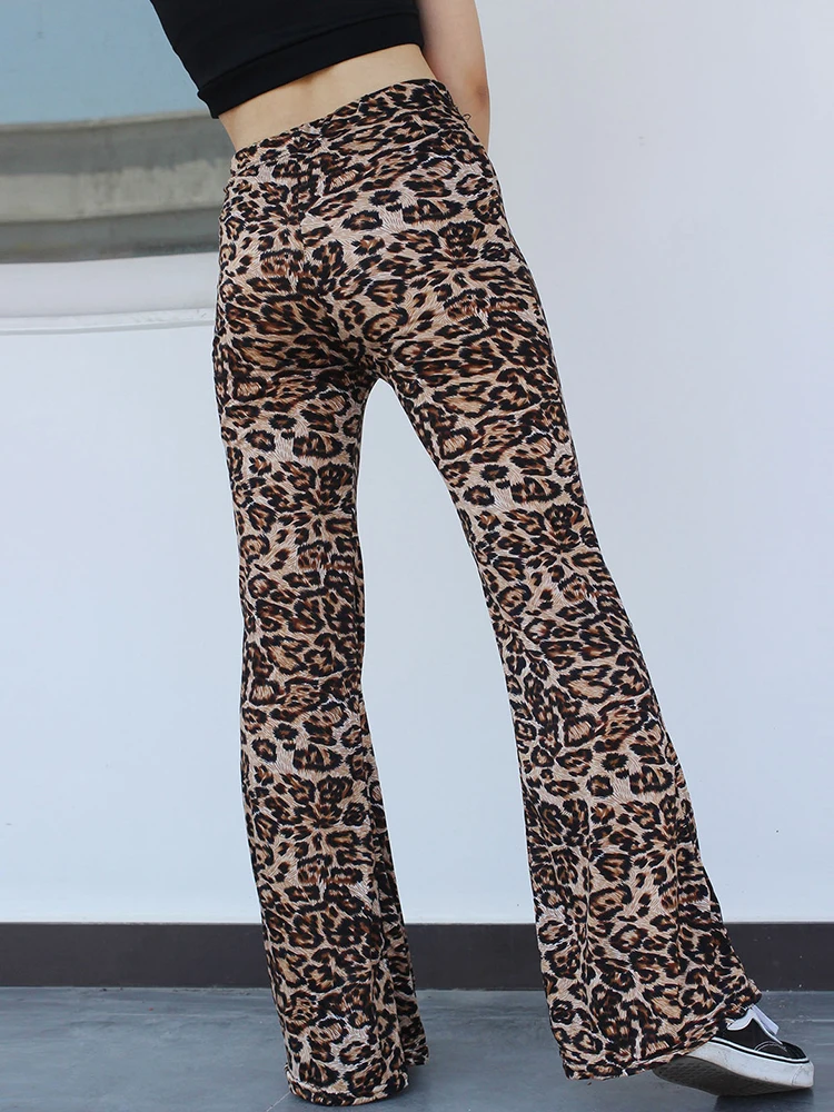 Wide Leg Trousers Leopard Printed Sexy High Waist Casual New Yoga Pants Female Streetwear Elastic Ladies Elegant Gym Bottom