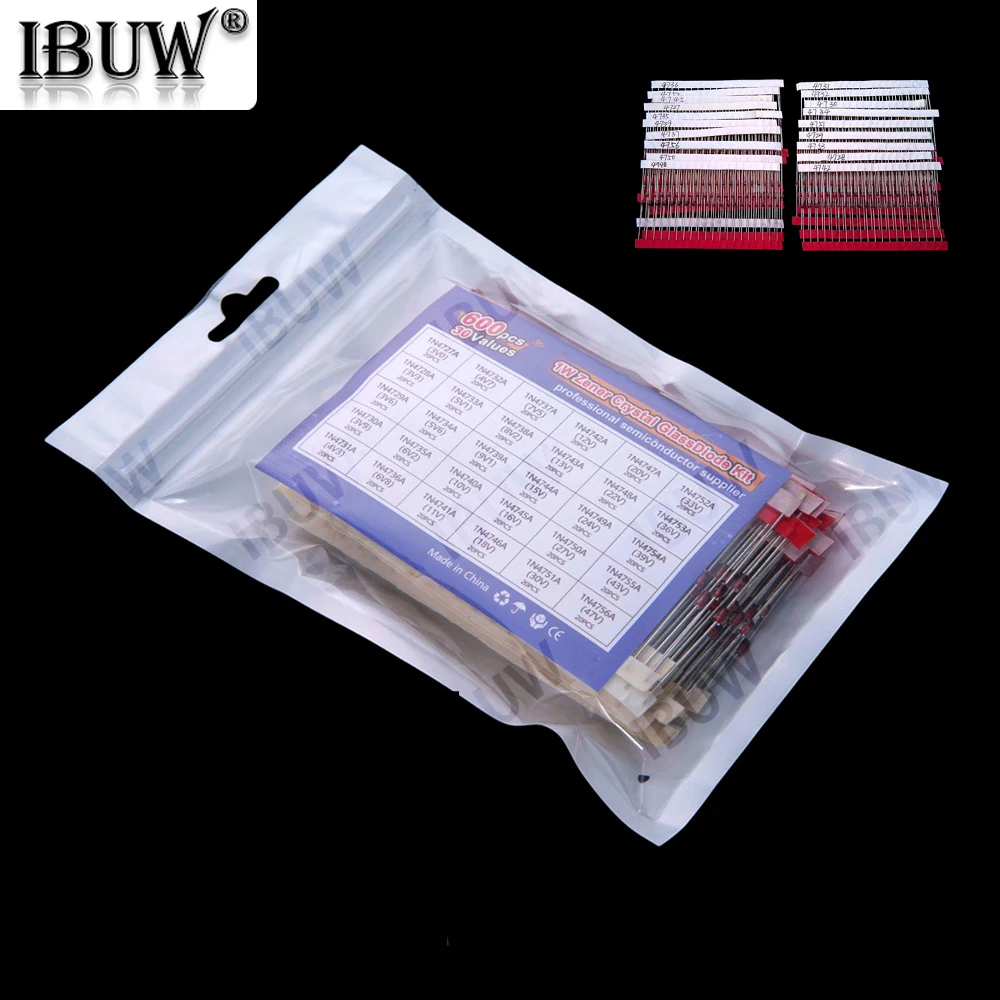 600 Stück 1N47 9V Serie 30 Werte 1W Zener-Dioden-Kit 3V-47V Box für Elektronik-Spannungsregulierungsprojekte 1N4727A/1N4732A/1N4742A