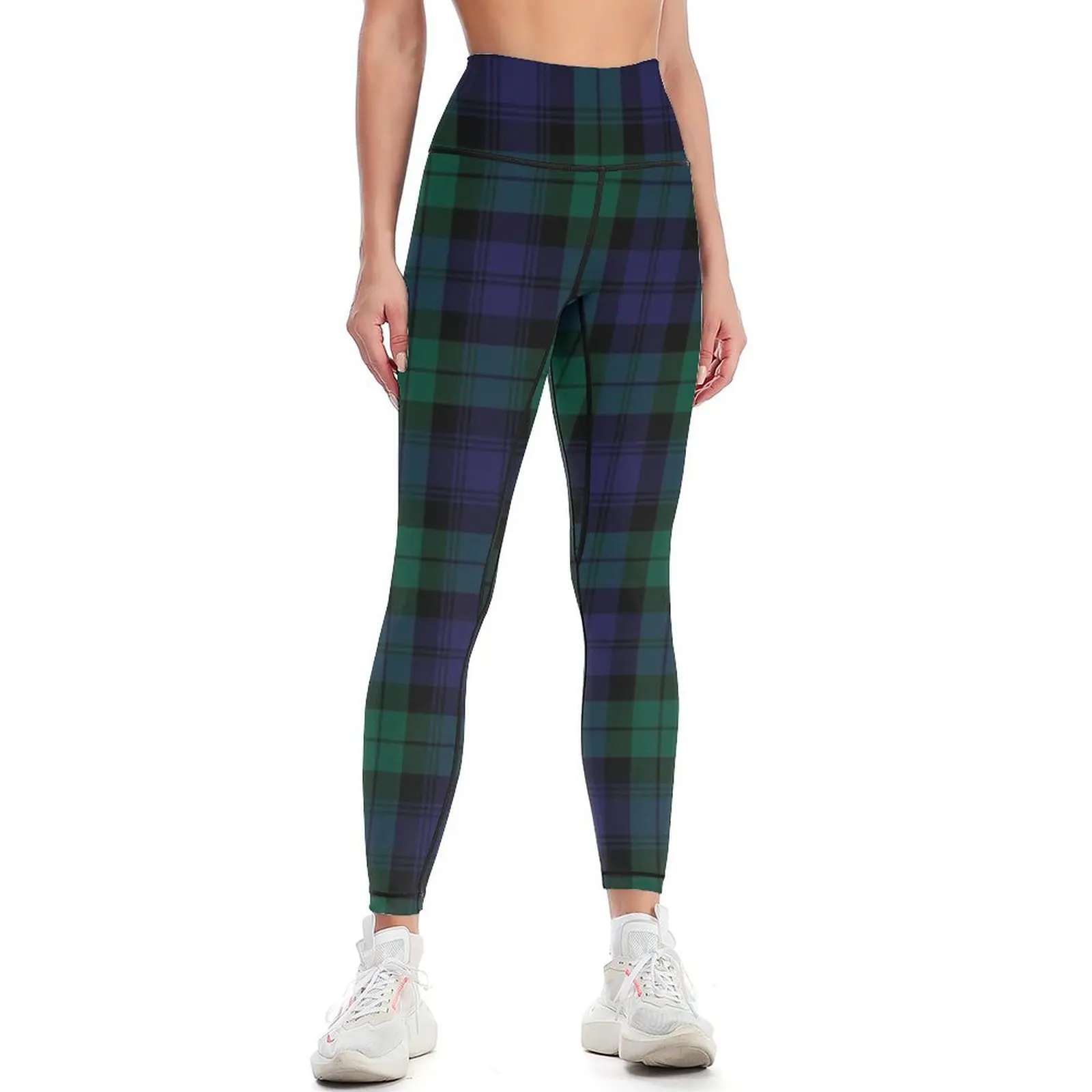 Blackwatch Tartan Clothing | Modern | Cute Blue and Green Plaid Leggings legings for fitness jogging pants Womens Leggings