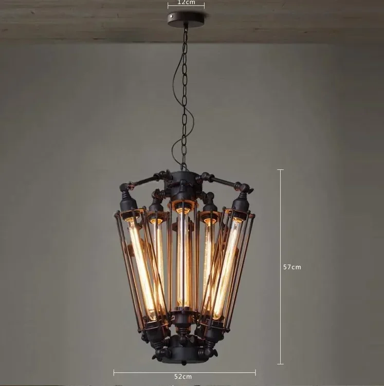 Retro Industrial Style Iron Chandeliers Pendant Lamp for Restaurant Edison Bulbs Lights Black Modern